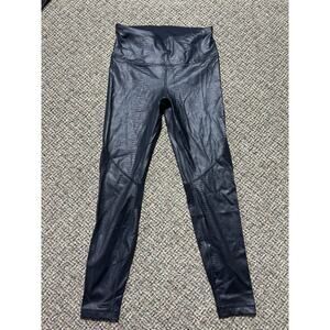 CRZ Yoga Leggings Black Lizard Faux Leather Mesh Panels Womens Small (4/6) NWT